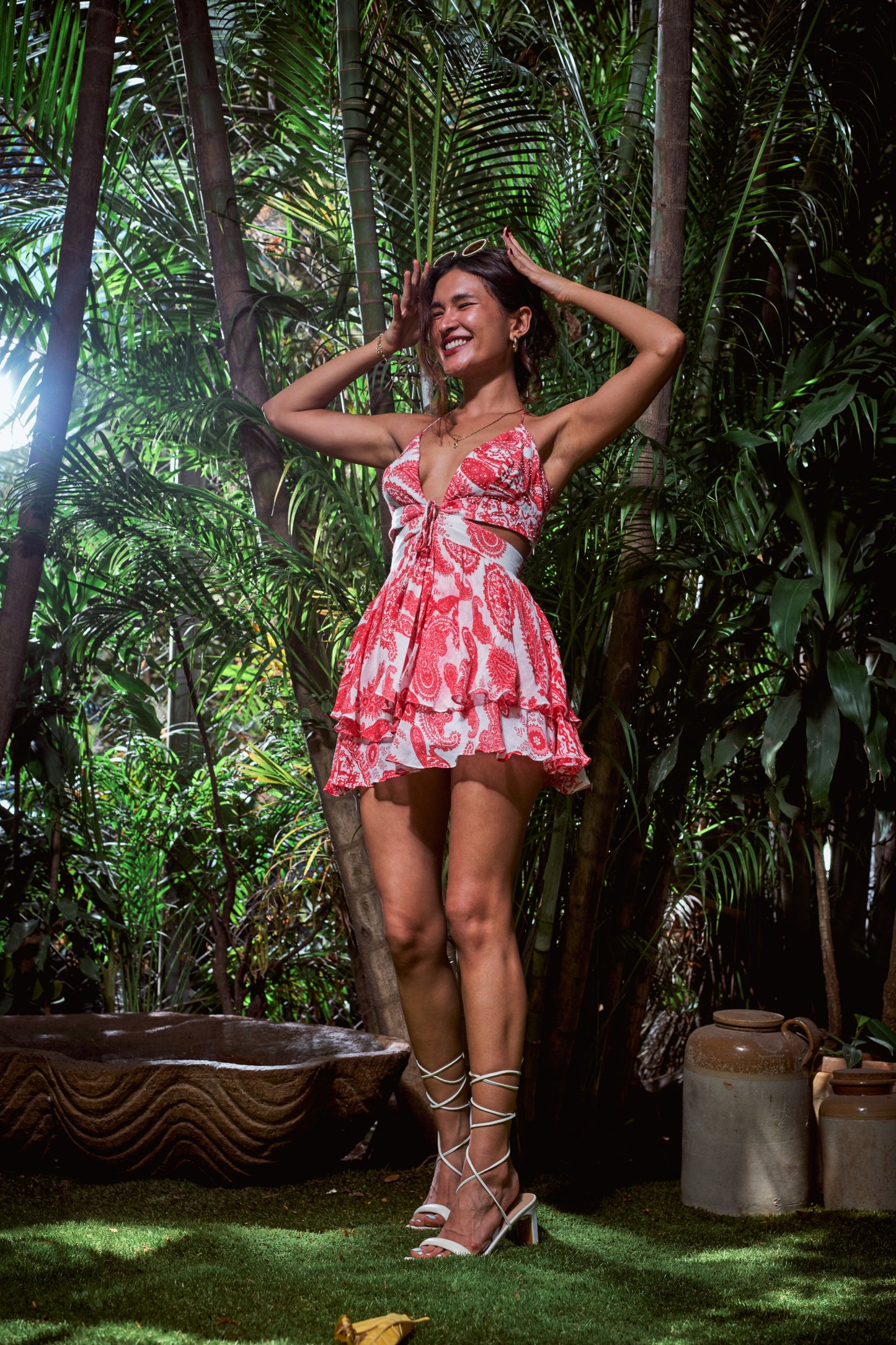 RED AND WHITE BANDANA DRESS